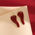 Light Luxury Red Chili Pepper Enamel Alloy Stud Earrings For Women Unique Fashion Drop Earrings view 4