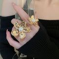 French Irregular Wrinkled Flower Faux Pearl Ring For Women Light Luxury Index Finger Jewelry view 3