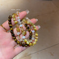 Natural Tiger Eye Stone Pearl Beaded Bangle, New Chinese Geometric Round Elegant Women's Jewelry view 2