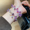 Irregular Round Amethyst Crystal Beaded Bangle For Women Vintage Elegant Geometric Jewelry view 4