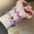 Irregular Round Amethyst Crystal Beaded Bangle For Women Vintage Elegant Geometric Jewelry view 2