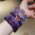 Natural Amethyst Crystal Beaded Bangle, Light Luxury Geometric Round Stone New Chinese Style Jewelry view 4