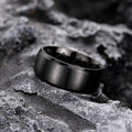 Dark Low Key Luxury Ring With Inner Diamond Engraving, Minimal Designer Finger Jewelry view 3