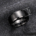 Dark Low Key Luxury Ring With Inner Diamond Engraving, Minimal Designer Finger Jewelry view 4