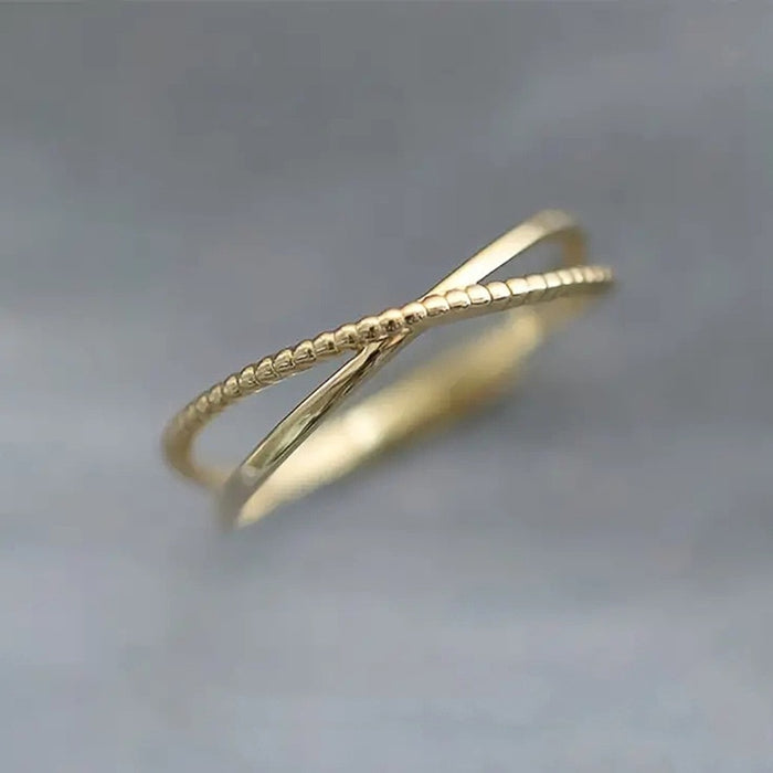 Minimalist Cross Line Design Ring For Women, Simple Plain Band Daily Jewelry Accessory