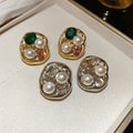 Vintage Light Luxury Irregular Oval Faux Pearl Rhinestone Stud Earrings For Women view 1