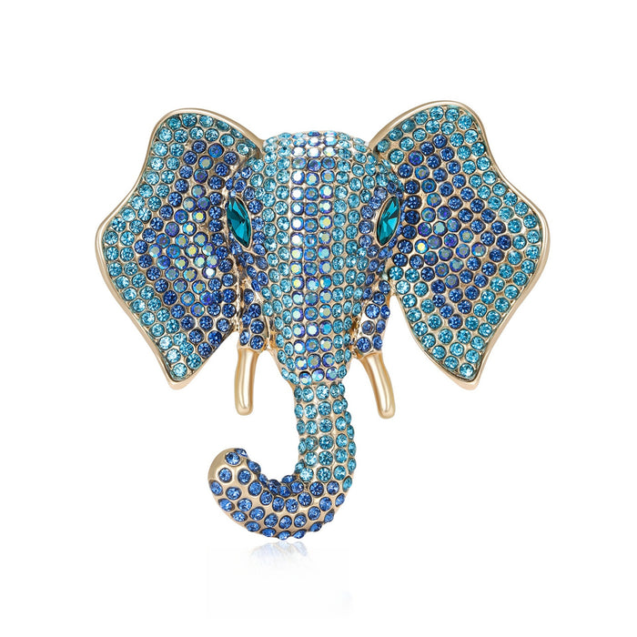 Alloy Rhinestone Elephant Head Brooch Pin For Statement Apparel