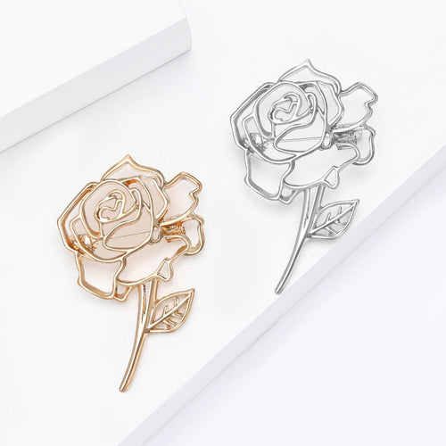 Metal Alloy Hollow Rose Brooch Pin For Elegant Women's Apparel