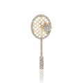Alloy Rhinestone Badminton Brooch Pin For Men's And Women's Apparel view 1
