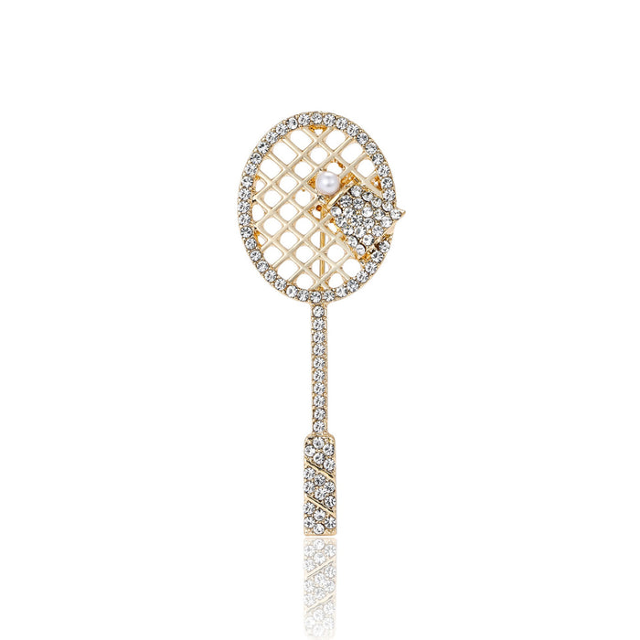 Alloy Rhinestone Badminton Brooch Pin For Men's And Women's Apparel