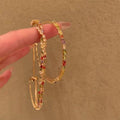 Colorful Zircon Cross Twisted Copper Bangle For Women Light Luxury Geometric Round Bracelet view 1