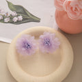Elegant Chiffon Lace Flower Stud Earrings With Alloy Pins, Pastel Floral Petal Fairy Style Earrings view 3