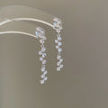Chic Copper Geometric Round Zircon Tassel Drop Earrings With Silver Pins view 4
