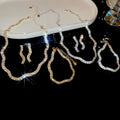 Copper Rhinestone Square Twist Wave Necklace Minimalist Light Luxury Geometric Clavicle Chain view 1