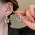 Copper Zircon Five Point Star Stud Earrings Light Luxury Minimalist Geometric Jewelry view 2