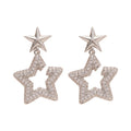Copper Zircon Five Point Star Stud Earrings Light Luxury Minimalist Geometric Jewelry view 5