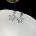 Copper Zircon Five Point Star Stud Earrings Light Luxury Minimalist Geometric Jewelry view 3