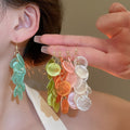 Round Shell Tassel Drop Earrings Summer Beach Resort Geometric Vacation Style Jewelry view 1