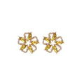 Light Luxury Vintage Dark Green Floral Irregular Rhinestone Copper Stud Earrings view 5