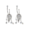 Light Luxury Zircon Star Tassel C Shape Pearl Drop Earrings With Silver Pins For Women view 5