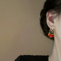 Vintage Chinese Ethnic Copper Heart Tassel Drop Earrings For Women, Refined Fashion Jewelry view 3