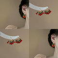 Vintage Chinese Ethnic Copper Heart Tassel Drop Earrings For Women, Refined Fashion Jewelry view 1