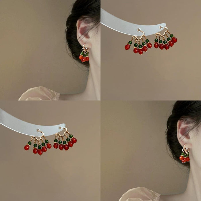 Vintage Chinese Ethnic Copper Heart Tassel Drop Earrings For Women, Refined Fashion Jewelry