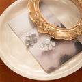 Elegant Brushed Alloy Pearl Flower Petal Studs New Chinese Style Minimal Versatile Women's Earrings view 4