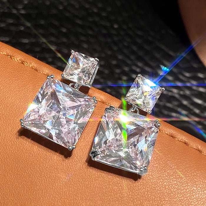 Geometric Square Drop Earrings For Women, Fashion Statement Dangle Jewelry For Daily Wear