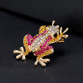 Green Gold Tone Frog Crystal Metal Brooch Pin 4.1 x 2.6 cm view 4