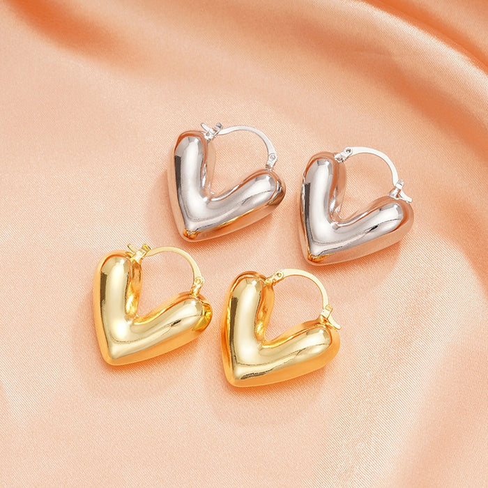 Exaggerated Statement Heart Ear Cuffs For Women, Heavy Craft Fashion Ear Jewelry Earrings