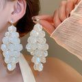 Chic Acrylic Shell Leaf Tassel Drop Earrings Geometric Silver Needle Statement Ear Jewelry view 1