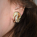 Metal Micro Pave Zircon Swirl Stud Earrings For Women, Niche Light Luxury Jewelry view 3