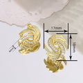 Metal Micro Pave Zircon Swirl Stud Earrings For Women, Niche Light Luxury Jewelry view 4