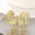 Metal Micro Pave Zircon Swirl Stud Earrings For Women, Niche Light Luxury Jewelry view 2
