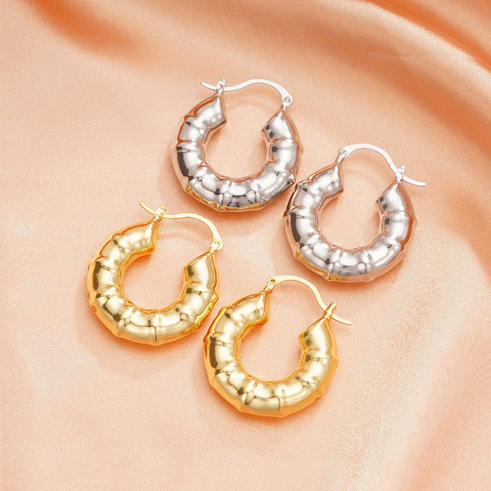 Creative Bamboo Joint U Shaped Ear Cuffs For Women, Fashion French Style Statement Earrings