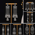 Ethnic Vacation Style Geometric Round Alloy Long Tassel Bell Pendant Drop Earrings view 1