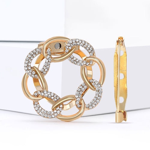 Alloy Rhinestone Chain Scarf Buckle Brooch For Women