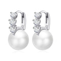 Glossy Pearl Geometric Earrings With Zircon Inlay, Elegant Gentle Daily Fashion Jewelry view 5