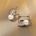 Glossy Pearl Geometric Earrings With Zircon Inlay, Elegant Gentle Daily Fashion Jewelry view 4