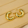 Glossy Geometric Half Hoop Stud Earrings For Women, Elegant U Shaped French Style Jewelry view 5