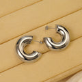 Glossy Geometric Half Hoop Stud Earrings For Women, Elegant U Shaped French Style Jewelry view 4