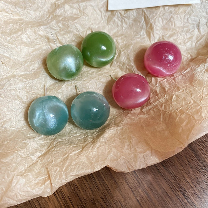 Candy Color Gradient Round Acrylic Stud Earrings Korean Sweet Minimalist Geometric Style