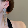 Chic Copper Zircon Wheat Ear Leaf Tassel Drop Earrings Vintage Statement Stud Style view 3