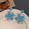 Spring Dopamine Vacation Style Sweet Colorful Woven Sunflower Stud Drop Earrings For Women view 3