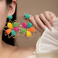 Spring Dopamine Vacation Style Sweet Colorful Woven Sunflower Stud Drop Earrings For Women view 2