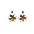 Spring Dopamine Vacation Style Sweet Colorful Woven Sunflower Stud Drop Earrings For Women view 5