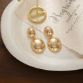Vintage Luxury Gold Alloy Smooth Oval Teardrop Drop Dangle Earrings For Women Elegant Statement Earrings view 4