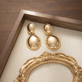 Vintage Luxury Gold Alloy Smooth Oval Teardrop Drop Dangle Earrings For Women Elegant Statement Earrings view 3