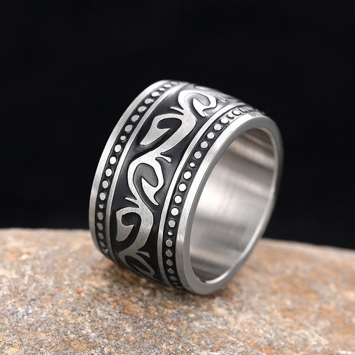 Vintage Textured Stainless Steel Ring For Men And Women, Retro Fashion Unisex Finger Jewelry